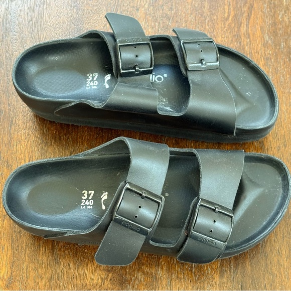 Birkenstock Papillio Arizona Flex Platform Leather Sandals Black EU 37 6-6.5 US - Picture 2 of 8